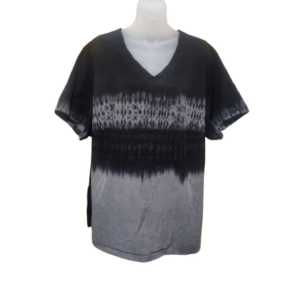 Koi Basics Women's Black Gray Gradient V Neck Short Sleeve Shirt Size 3X BG34